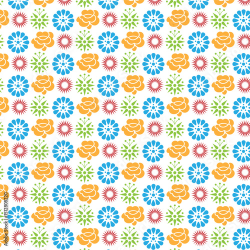 Colorful floral pattern seamless repeat suitable for textile and decorative designs