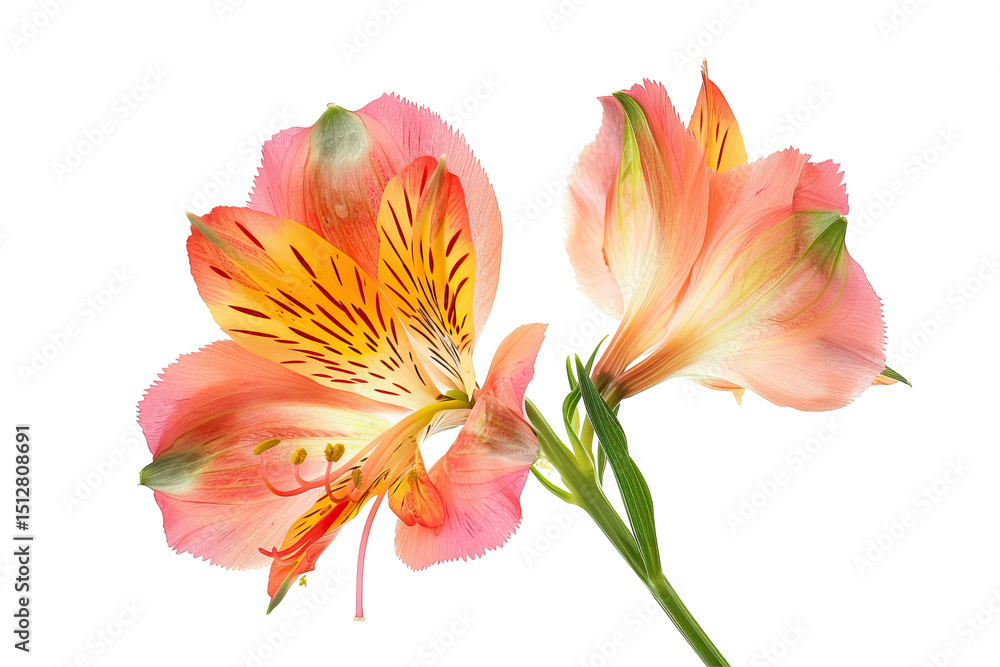 Fototapeta premium Alstroemeria Flowers Isolated On White
