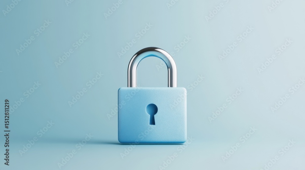 Minimalist Blue Padlock on Soft Background for Security and Protection Themes Minimalist Blue Padlock on Soft Background for Security and Protection Themes
