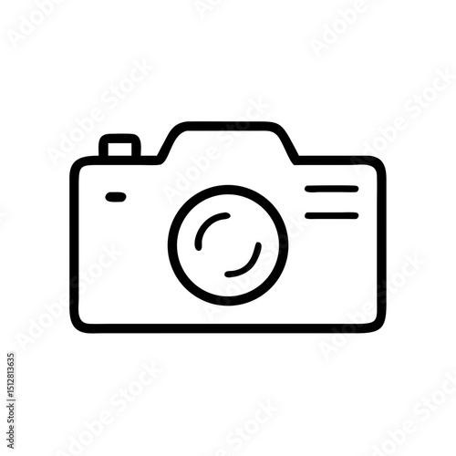 カメラフォトアイコン 線画スタイル 白背景で分離