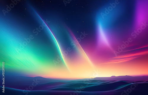 Vibrant Aurora Borealis: Abstract Northern Lights Sky Background