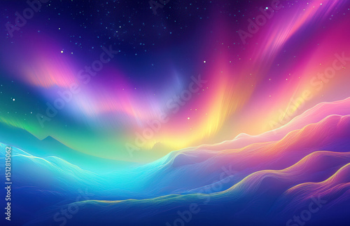 Vibrant Aurora Borealis: Abstract Northern Lights Sky Background