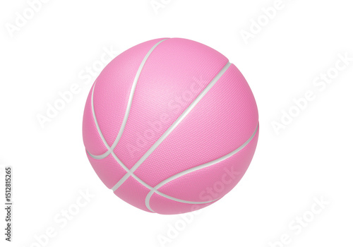 Pink basketball ball with white lines, transparent background
