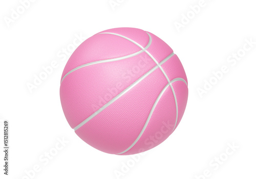 Pink basketball ball with white lines, transparent background