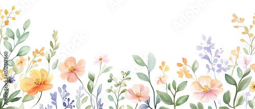 Wallpaper Mural Watercolor Floral Border Design Torontodigital.ca