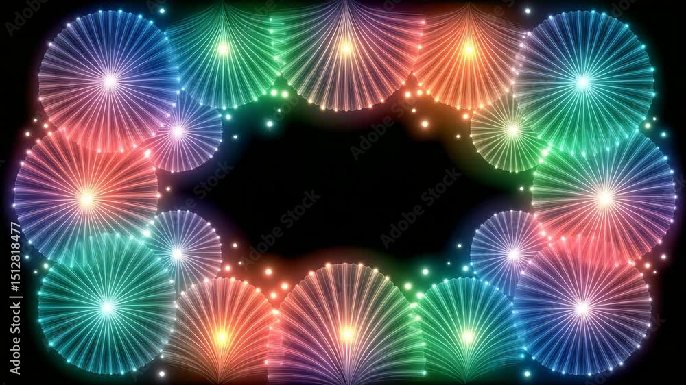 Micro-firework loop, animated festive light frame loop bursts with ...