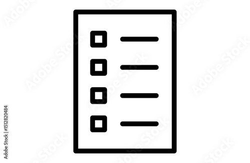 チェックリストアイコン – タスクや確認項目を示すシンプルな書類デザイン