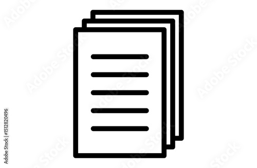 重ねた書類アイコン – 複数ファイルを表すシンプルな線画デザイン