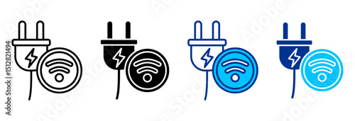 Plug Icon Set Multiple Style Vector Illustration