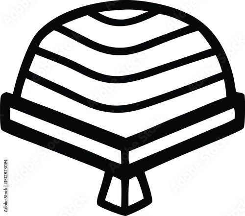 Asian conical hat vector illustration in black and white simple design