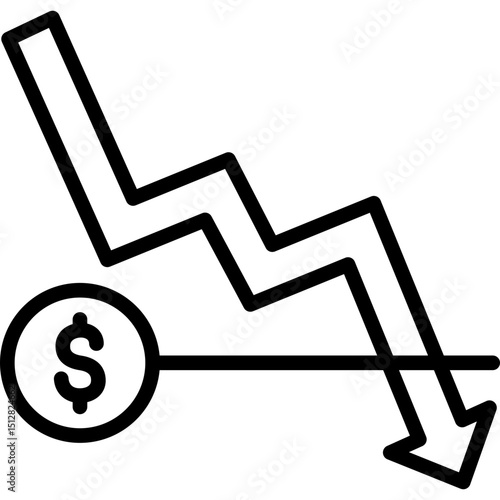 market meltdown icon illustration design with outline