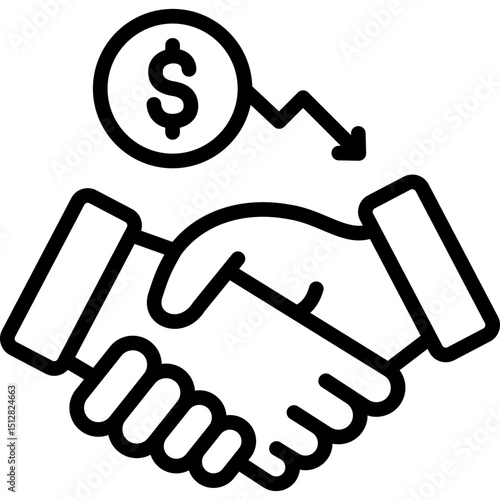 investment decline icon illustration design with outline