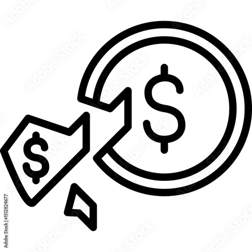 money loss icon illustration design with outline