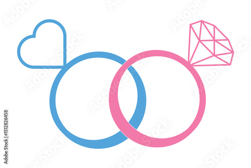 Engagement Ring Vector icon. Diamond ring icon Outline vector sign.