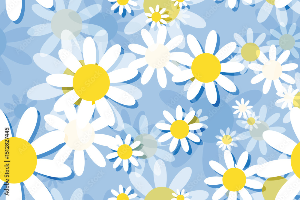 Obraz premium Seamless vector floral pattern with daisies, perfect for spring and summer nature-inspired designs