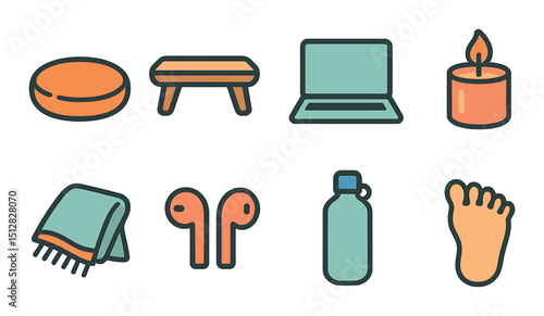Casual lifestyle flat icon set. simple and modern living design elements