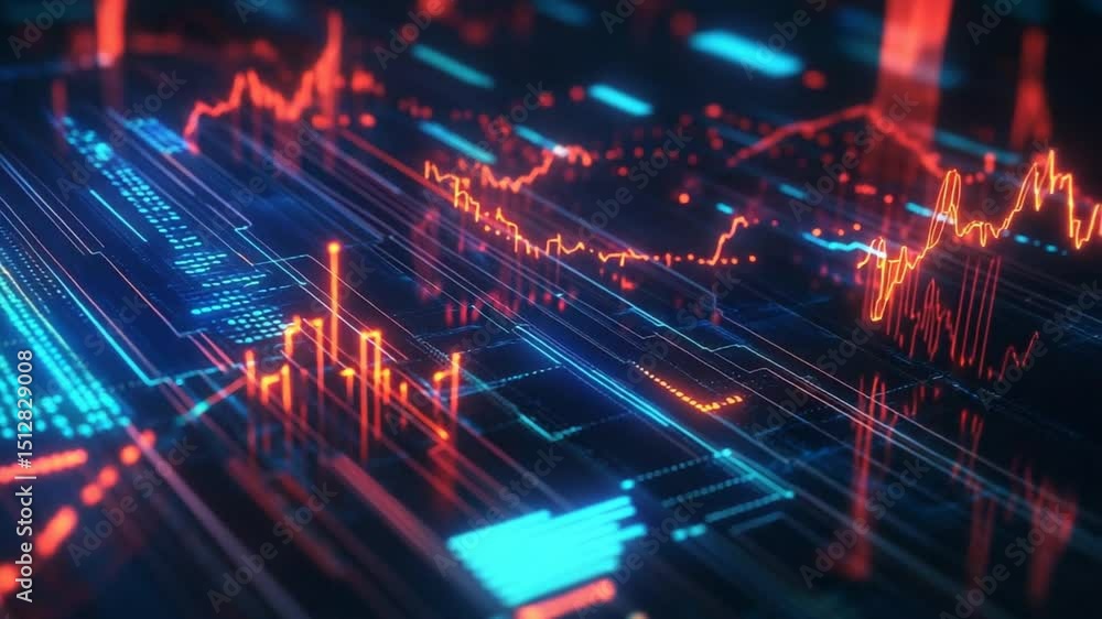 Abstract financial chart with uptrend line graph in stock market on dark background Abstract financial chart with uptrend line graph in stock market on dark background