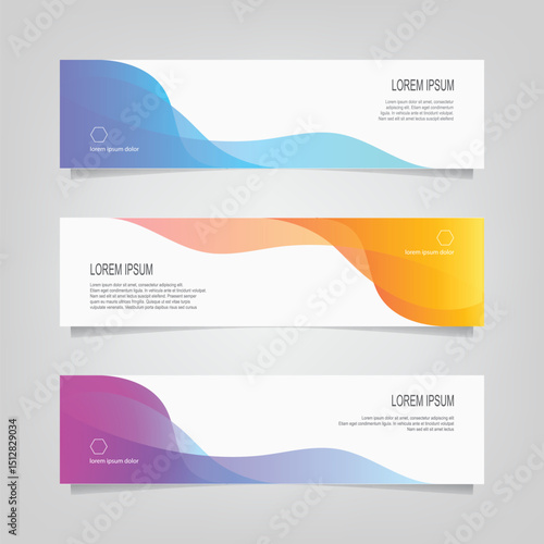 Vector abstract wavy banner set design,  web banner template.