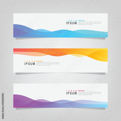 Vector abstract wavy banner set design,  web banner template.