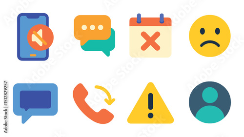 Communication flat icon set. messaging and alert symbols for notifications