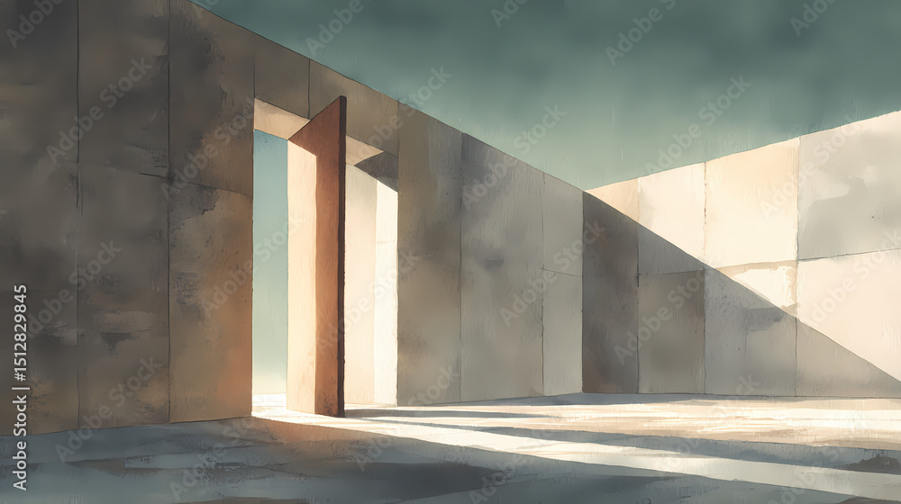 book cover for modern fiction | solitude in modernity | urban melancholy | sepia and jade | still horizon line | open door to void | diagonal light beam | minimalist architectural framing | interwar book cover for modern fiction | solitude in modernity | urban melancholy | sepia and jade | still horizon line | open door to void | diagonal light beam | minimalist architectural framing | interwar