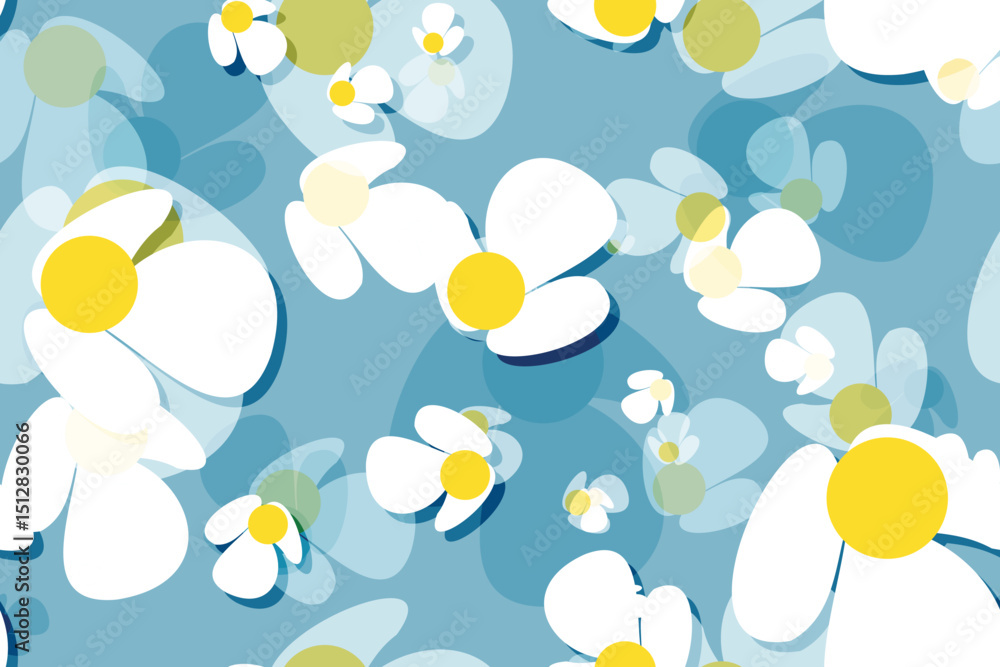 Obraz premium Seamless vector floral pattern with daisies, perfect for spring and summer nature-inspired designs