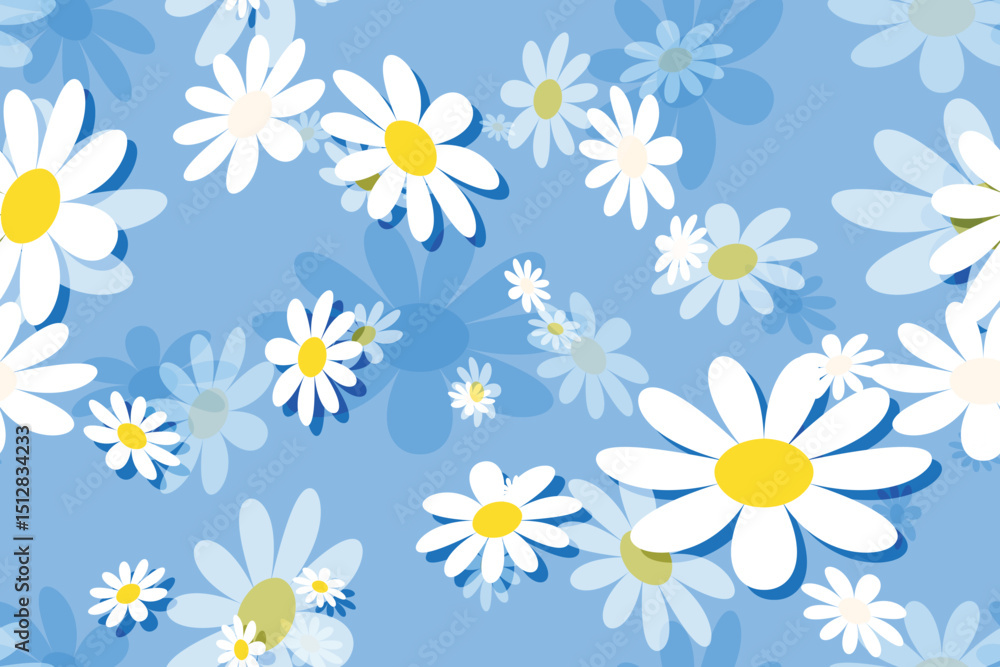 Obraz premium Seamless vector floral pattern with daisies, perfect for spring and summer nature-inspired designs