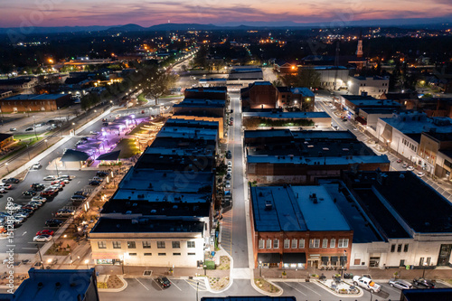 Bild auf Leinwand aerial. view of hickory nc at night