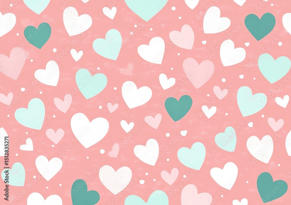 Pastel Hearts Pattern Background
