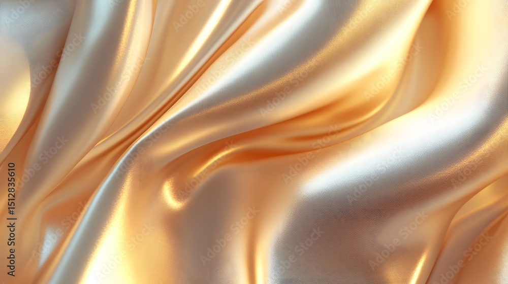 Fototapeta premium Luxurious Champagne Gold Silk Fabric Draped Texture Background Elegant and Smooth Satin Textile