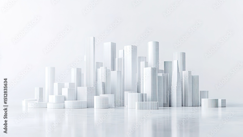 Abstract Modern Cityscape Design With White Buildings Abstract Modern Cityscape Design With White Buildings
