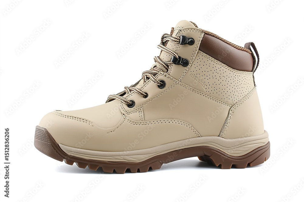 Beige Hiking Boots Side View Beige Hiking Boots Side View
