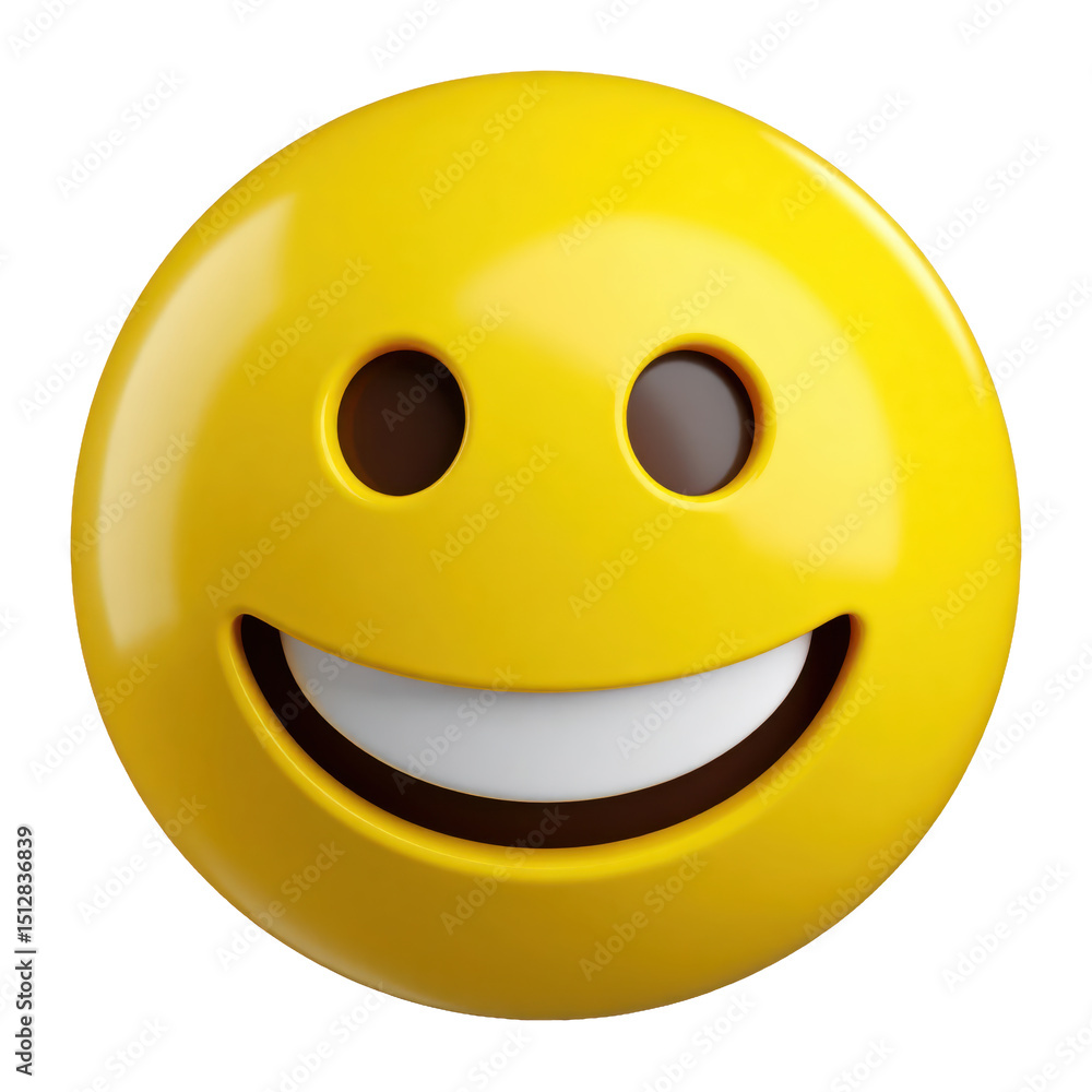 Fototapeta premium Realistic 3D smile emoji PNG