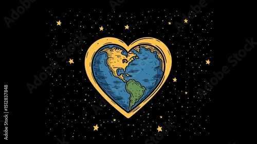 Earth Love: A Celestial Heart-Shaped Planet