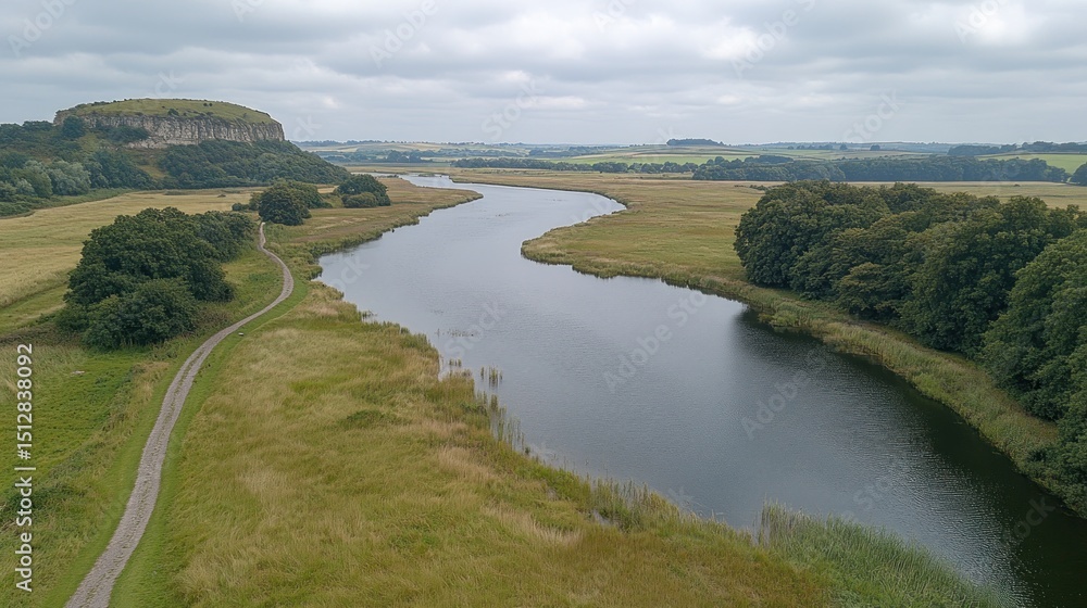 Fototapeta premium Panoramic view of a winding river