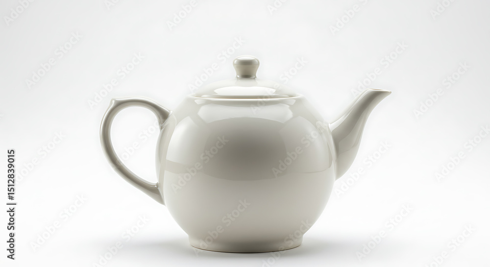 Simple White Teapot on White Background Simple White Teapot on White Background