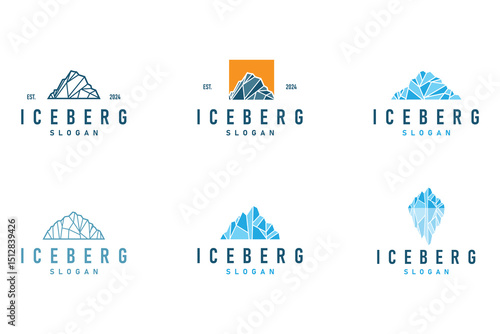 Set Bundle Collection Antarctic Cold Mountain Iceberg Logo Design, Simple Vector Template Symbol Illustration