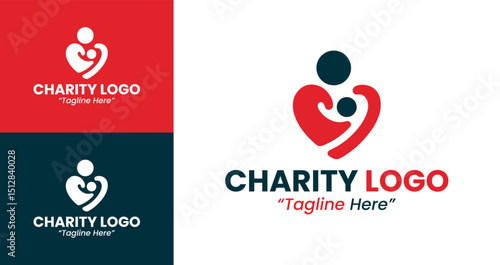 Creative Charity Logo with Family and Heart Symbol for Nonprofit Organizations
