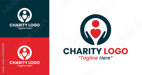 Unique Charity Logo with Heart and Giving Hands Concept for Social Causes
