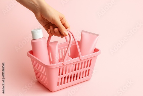 Hand Holding Pink Product Basket