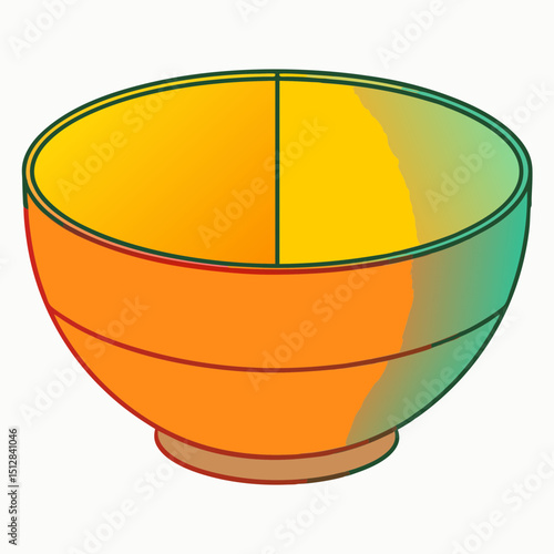 Colorful isometric bowl in orange and green gradient design  