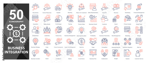 Business icons dedicated to team development, leadership, and training culture