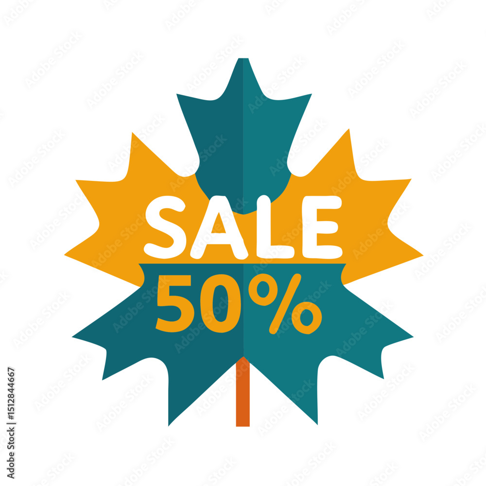 Fototapeta premium A maple leaf shaped sale tag with 