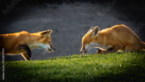 Canvastavla A pair of foxes sizing each other up