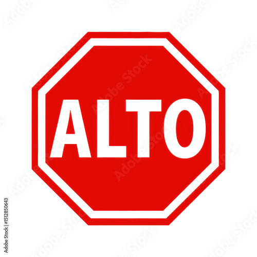 Señal de alto sobre fondo transparente. PNG.