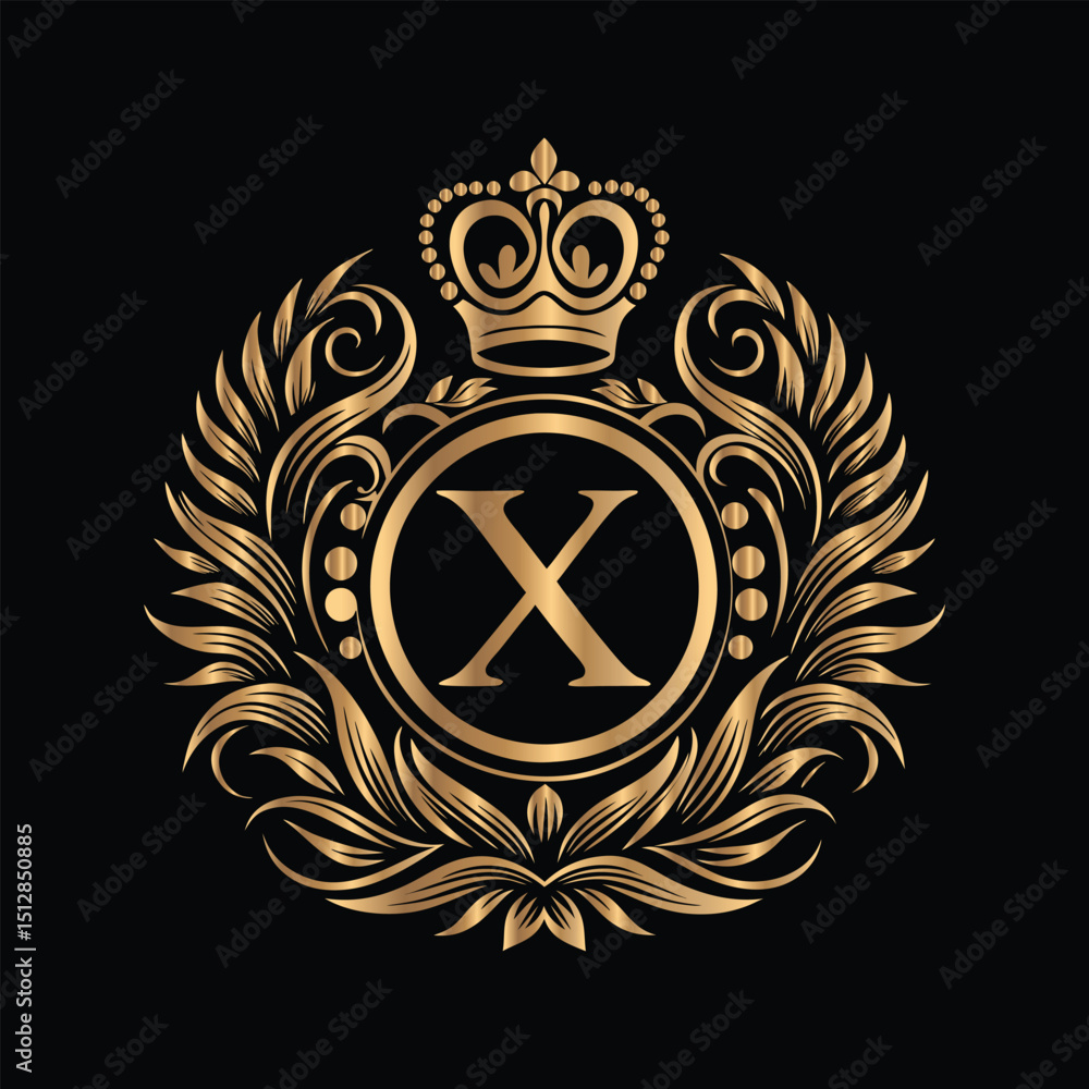 Obraz premium Vector golden frame. Elegant element for design in Eastern style, place for text. Floral golden border. Lace illustration for invitations and greeting cards.