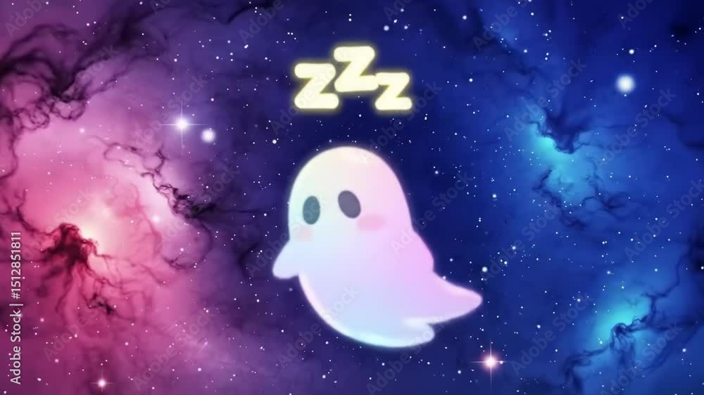 Floating pastel ghost in cosmic space Floating pastel ghost in cosmic space