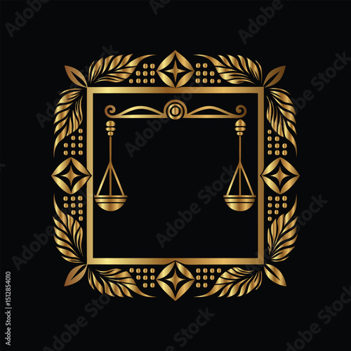 Vector golden vintage frame for design template. Elegant element for design in Eastern style, place for text. Floral golden border. Lace illustration for invitations and greeting cards.