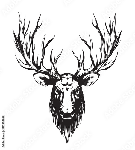 Drawing_of_Silhouette_Vector_Design_of_Head_of_deer