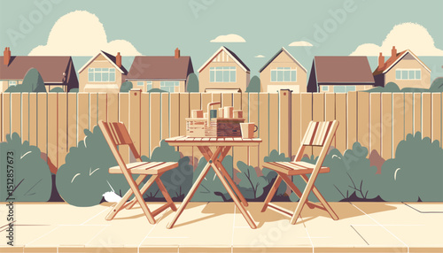 Suburban Backyard Patio Scene: Summer Afternoon Relaxation